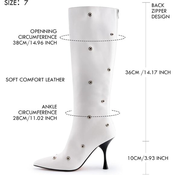 Women White Suede Detachable Snap-off Panel Fold Over Fall Shark Knee High Boot - Picture 6 of 7